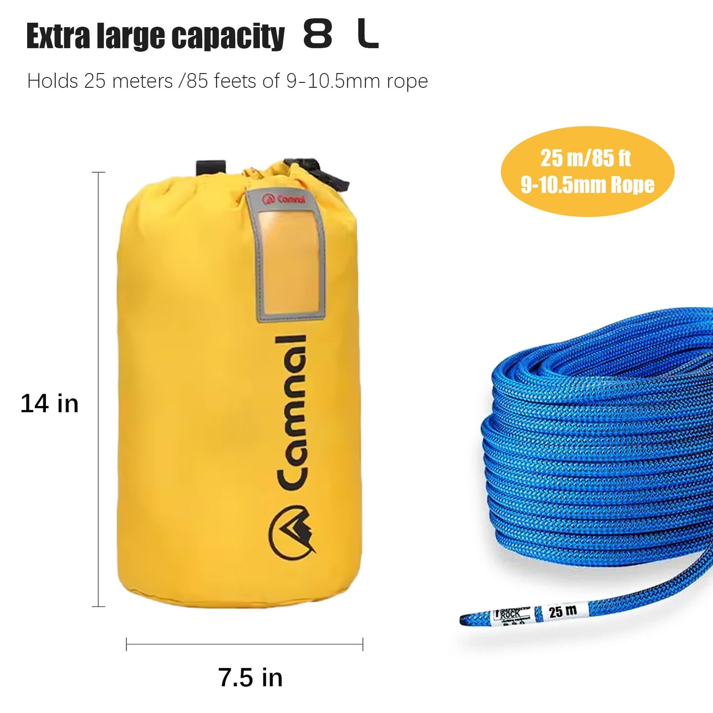 CAMNAL Large Capacity Arborist Throw Bag, Waterproof Folding Shoulder Backpack with Tightness and Carry Straps, Climbing Gear Bag (85ft)