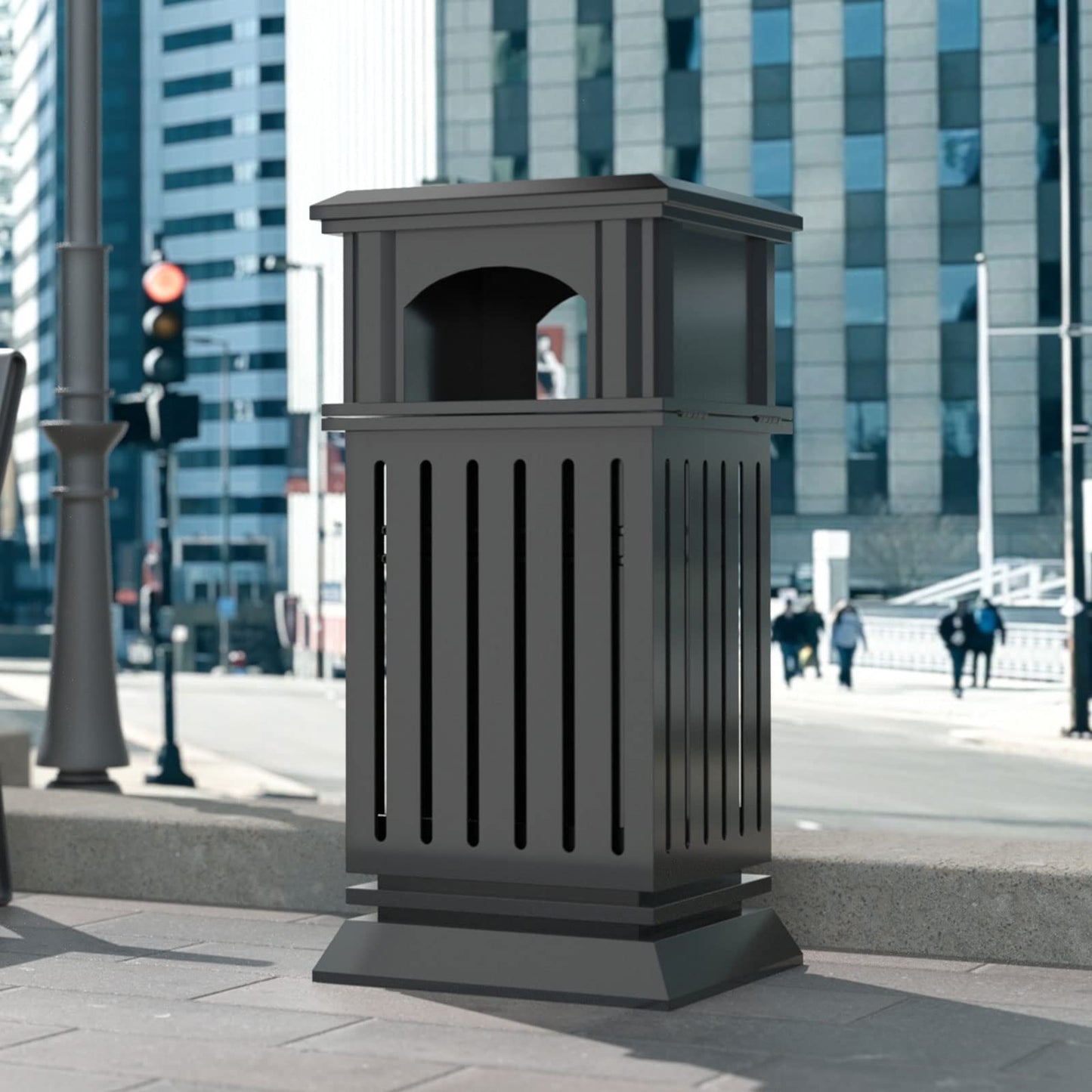 BEAMNOVA Black 17.7 * 37.4 + Matte Black 15.8 * 35.5 Trash Can Outdoor Top Tray Black Stainless Steel Commercial Garbage Enclosure with Locking Lid