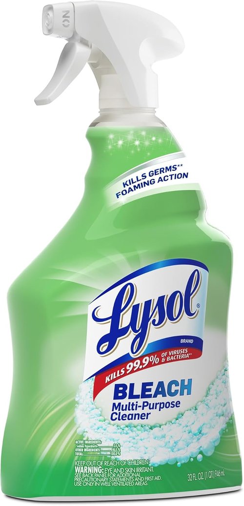 Lysol Multi-Purpose Cleaner - Sanitizing Disinfectant Spray with Bleach | 32oz for Kitchens & Bathrooms