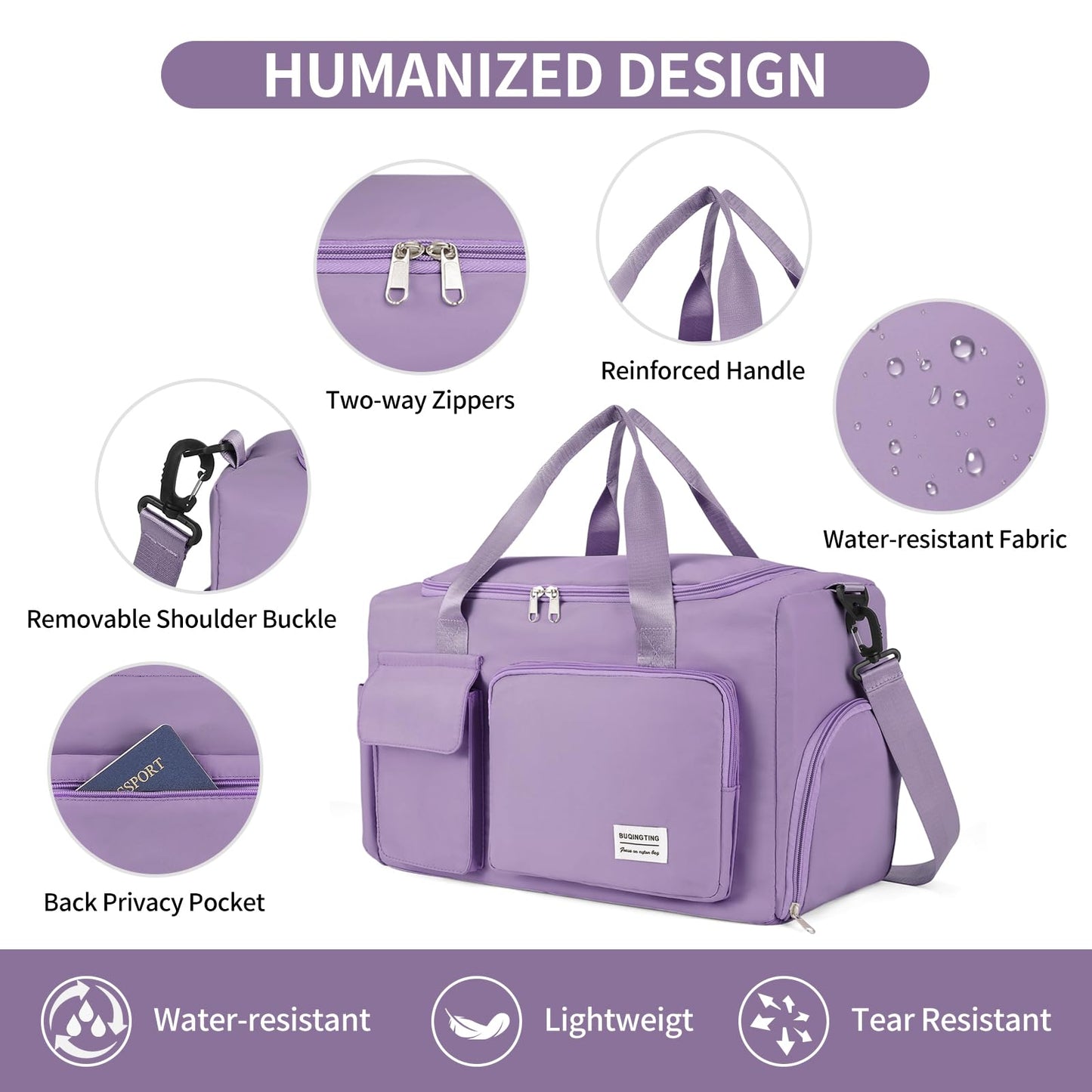 AMXNX Sports Gym Travel Duffel Bag For Women Shoes Compartment with Dry Wet Separated Pocket Weekender Bag Overnight Training