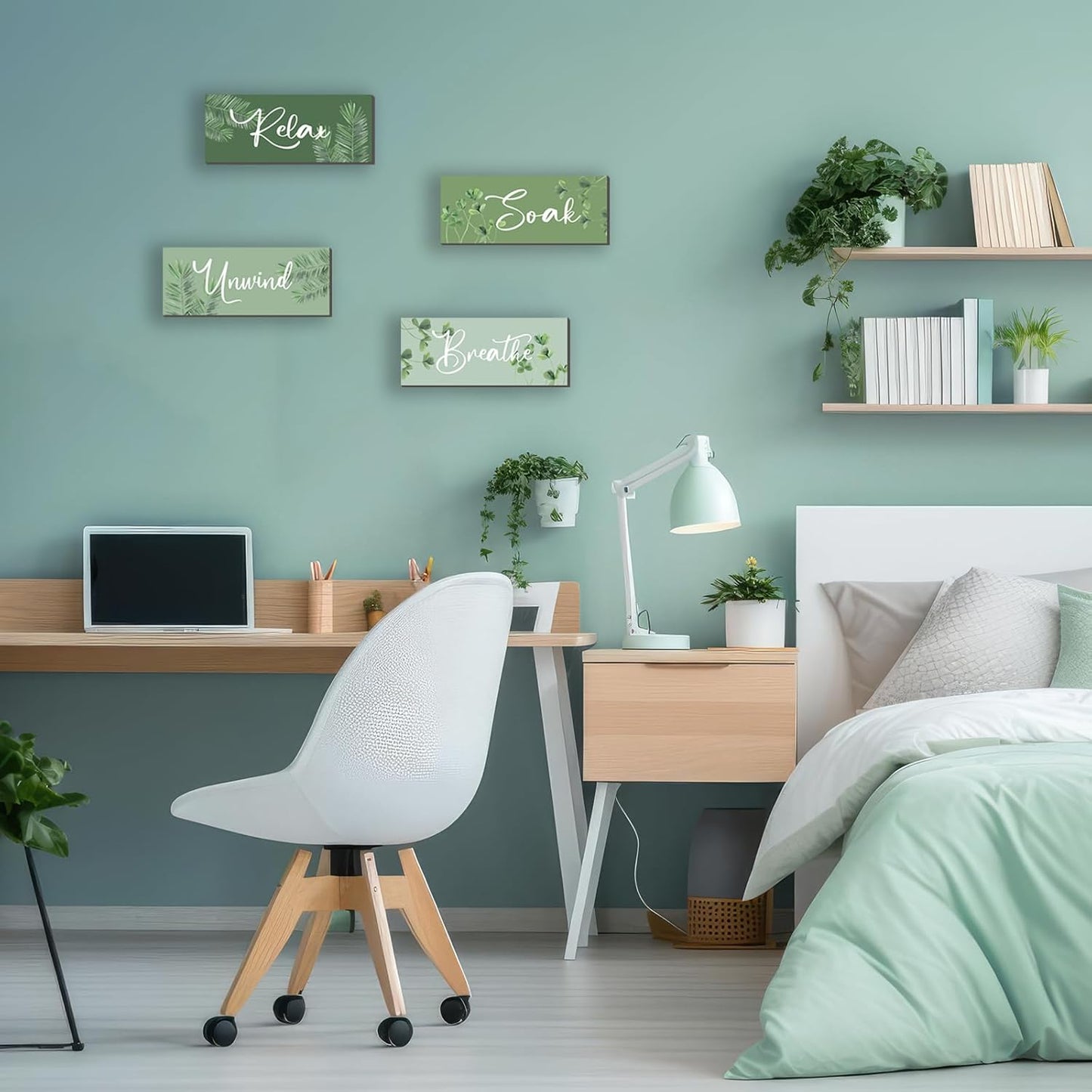 ONIZHITY Sage Green Bathroom Wall Decor - Relax, Soak, Unwind Wooden Signs | Rustic 10x4 Inch Home Accent