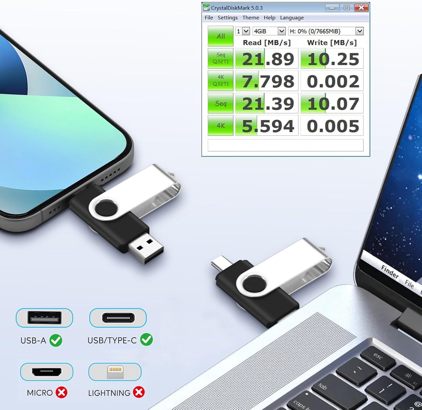 EASTBULL 8GB USB2.0 5-Pack, 2-in-1 FAT32 Pack 8GB) & Type-C Flash Drives USB C Drive Bulk USB-A + USB-C Thumb Drives
