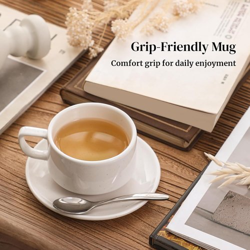 DOWAN 5oz Coffee Cups - Stackable Espresso Cup Set of 4 | Ceramic Tea Cups for Latte & Tea