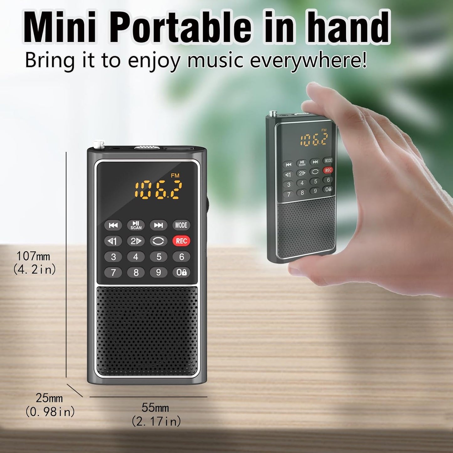 BOESPATR B01 Mp3 Mini Portable FM Radio USB Player, TF/SD Card/USB Slot Support Play Rec,Pocket Walkman Small Radio