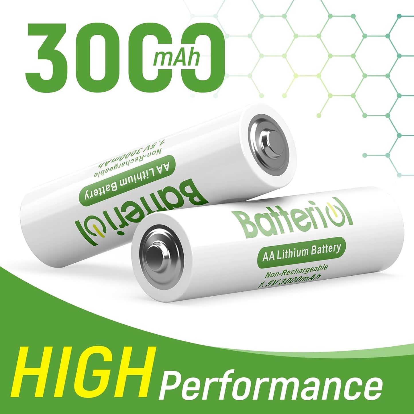 Batteriol 3000mAh 1.5V 12 Pack) Lithium Batteries AA, Double A Batteries Long Lasting for Blink Camera, Flashlight