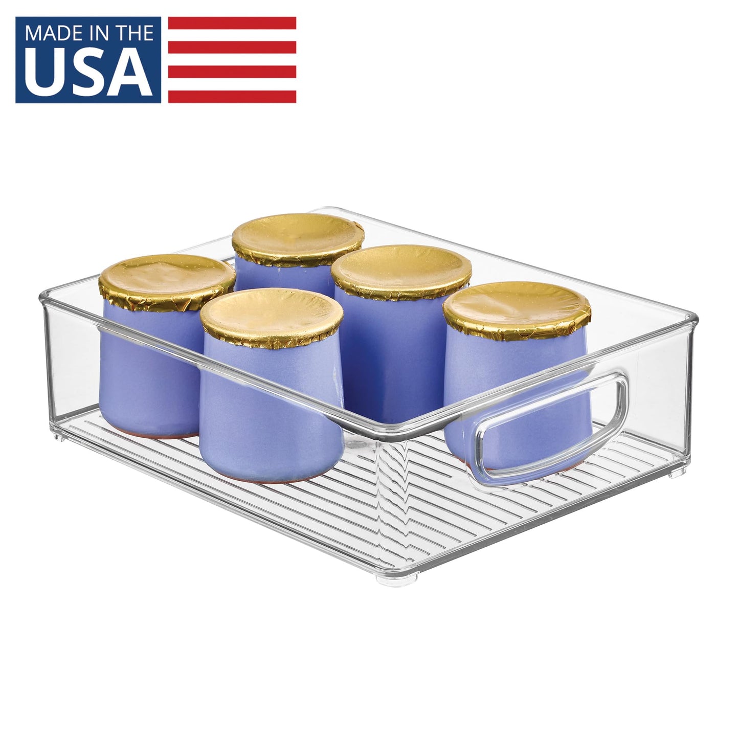 iDesign Stackable Pantry Bin for Kitchen Cabinets, Fridge, or Freezer Storage, Clear, Made in USA