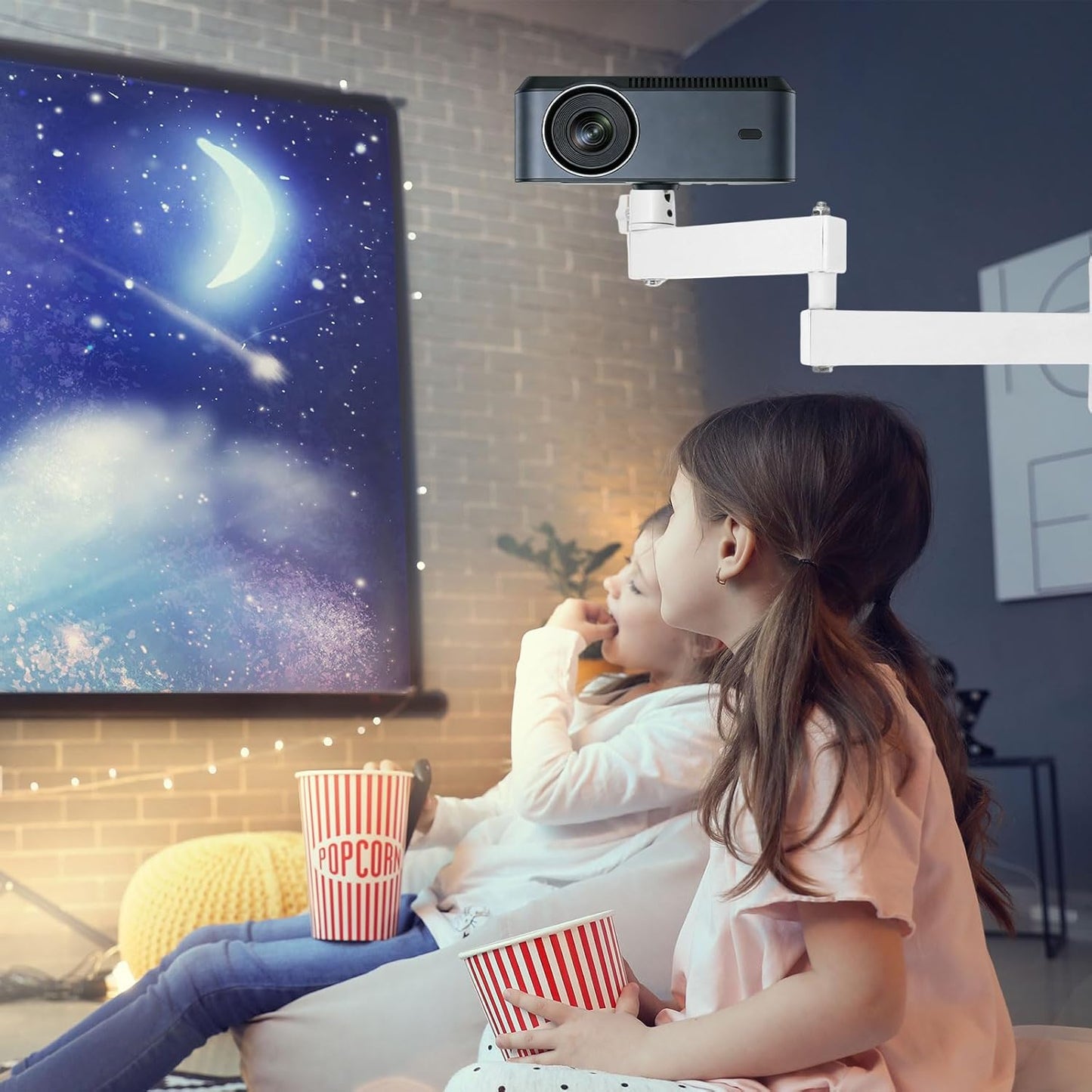 MECCANIXITY 360 20+15cm 1/4" Foldable Projector Wall Mount, Adjustable Dual-Arm Dual-Axis Stand Holder with Rotating