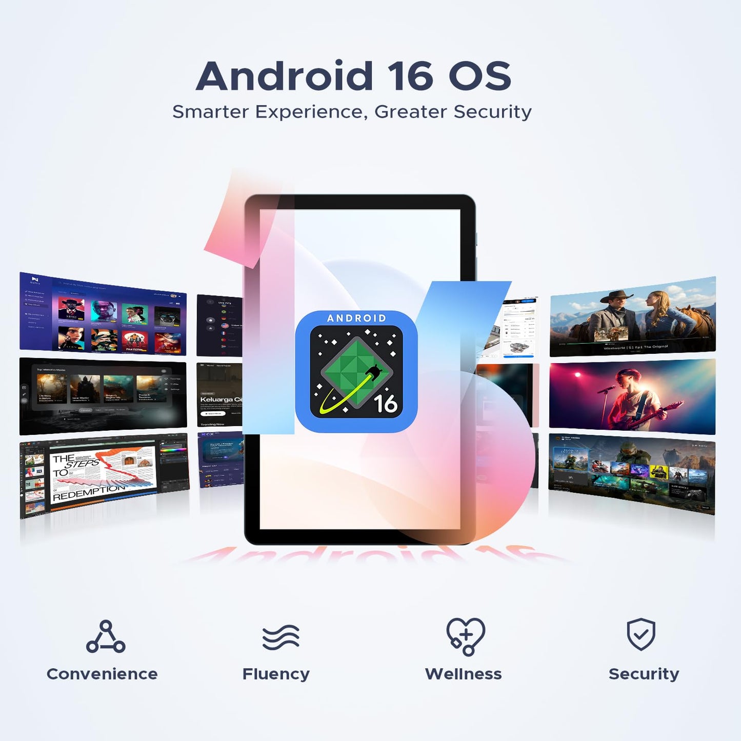 POPUX P10 PRO Android 16 Tablet, Tablet 10.1 Inch with 48GB+128GB/2TB, 120Hz Diaplay, T7250 Octa-Core, Tablet Android with 8800mAh, Widevine L1, Gemini AI, 13MP+5MP, Face ID, Keyboard, Pen, Blue