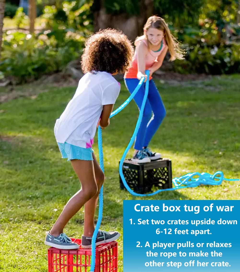 CWLAKON Tug of War Rope for Kids and Adults, Field Day Family Reunion Birthday Party Games, Outdoor Camping Picnic Backyard Carnival Games, Team Building Activities Play Set Climber Attachments Blue