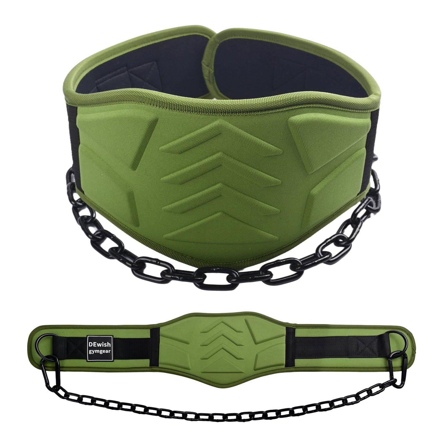 Weightlifting Belt with 41 IN Steel Chain Dip Belt for GYM Workout, Pull Ups, Crossfit, Weight Lifting, Squat, Training, Fitness (Military Green)