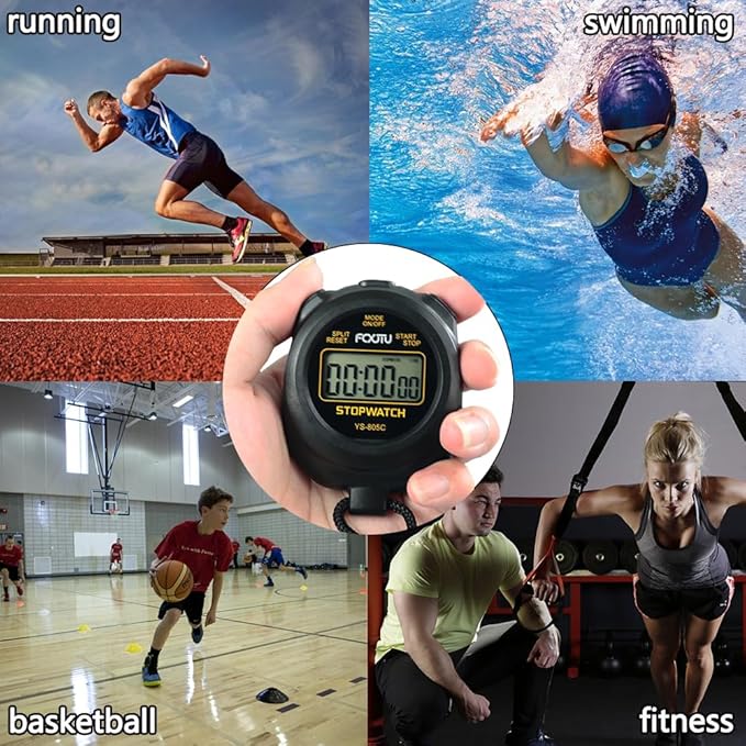 FCXJTU Simple Stopwatch Timer, Single Lap Stopwatch Countdown Timer, No Hourly Beep, On/Off, AAA Battery(Included), Large Display, Easy to Use, Ideal for Kids Sports Coaches Blue