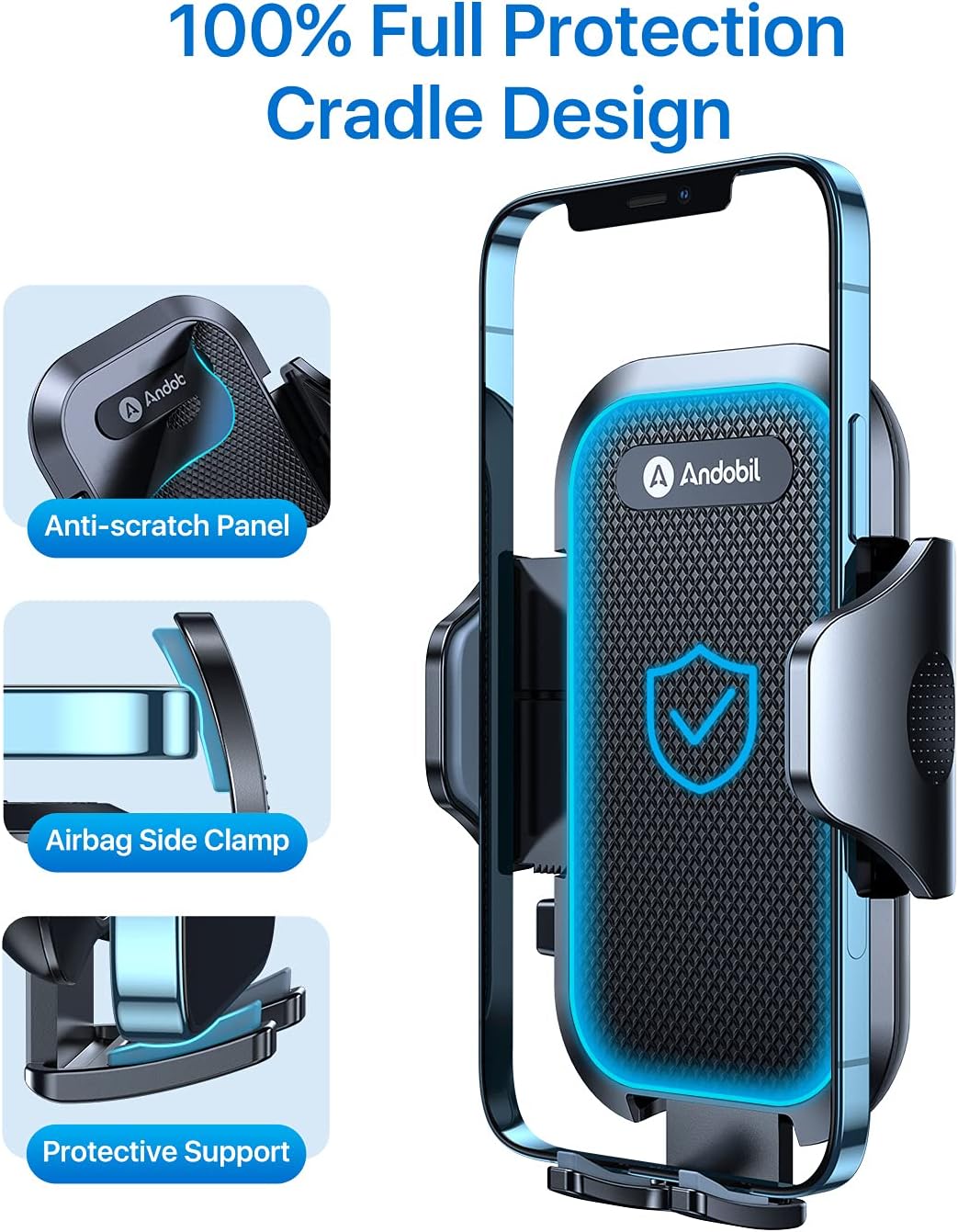 andobil 2026 17 15 14 13 S26 S25 Upgraded Car Phone Holder Mount for Vent, Military Sturdy Metal Clip Air Vent Phone