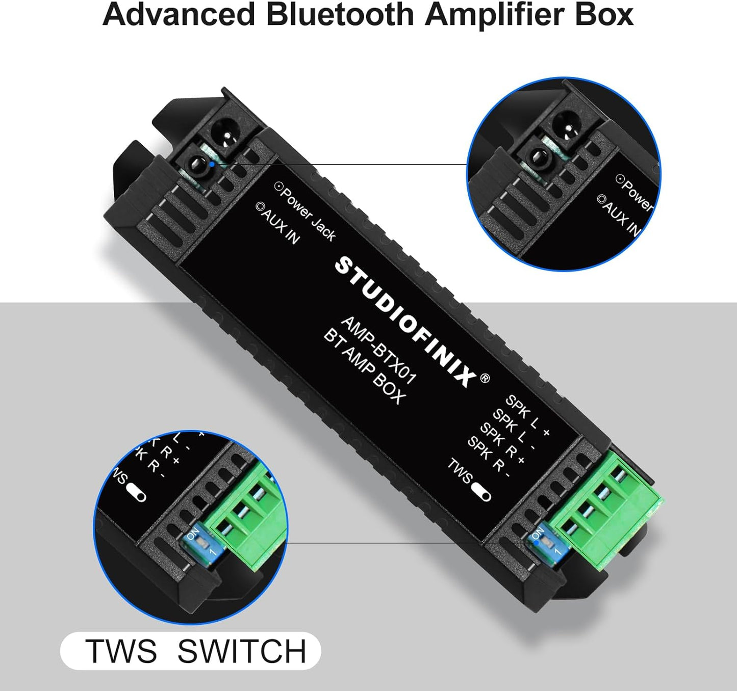 STUDIOFINIX 2-Channel 5.1 STUODIOFINIX Mini Bluetooth Amplifier for Passive Speakers with TWS,AUX,Replacement