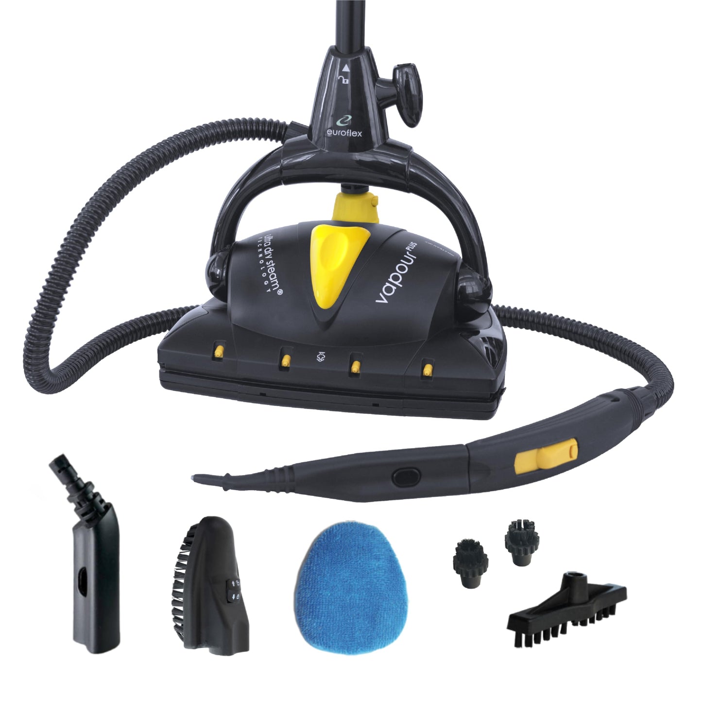 Euroflex Vapour Plus Steam Mop 18-Piece Set with Precision Floor Care Kit; Consumer Reports Recommended; 295°F & 50 PSI; Kills 99.9% Bacteria & Viruses incl. Influenza (H1N1); 5 Year Warranty
