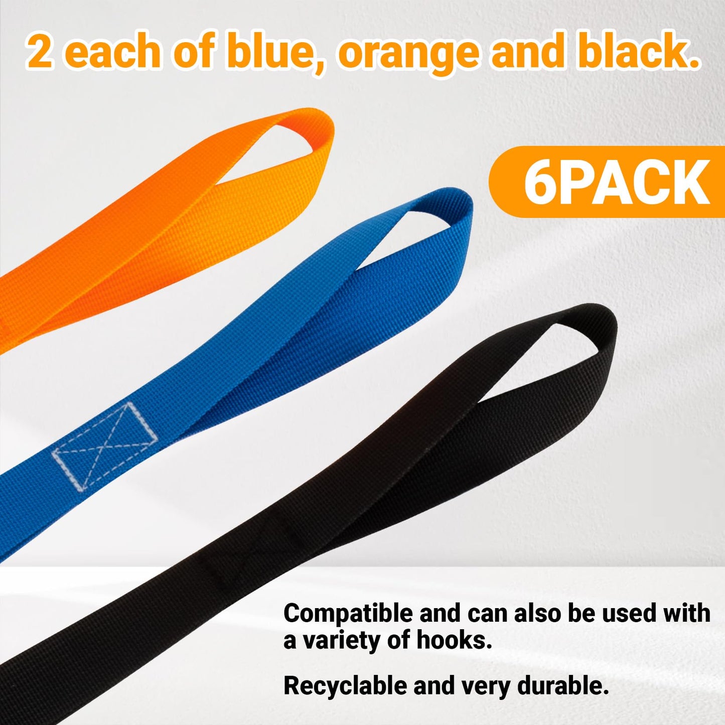 Soft Loop Tie Down Straps 6-Pack - Heavy Duty Tie Down Loops Soft Loop Straps for Securing Motorcycles,ATV,UTV,Dirt Bikes,Kayaks,Scooters,Lawn and Garden Equipment Mixed Colors
