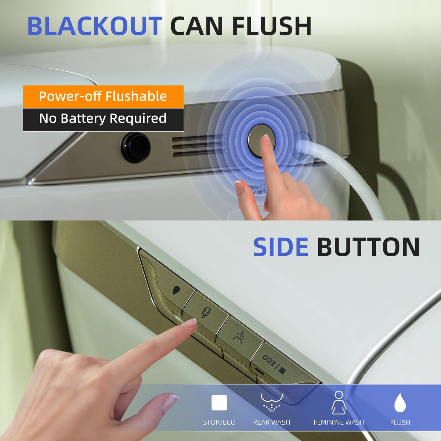 WOODBRIDGE Smart Toilet with Tank, Auto Open & Close,Blackout Flush, Auto Quiet Flush, Foot Sensor Operation, Heated seat,and Advanced Deodorization, White, EBT470