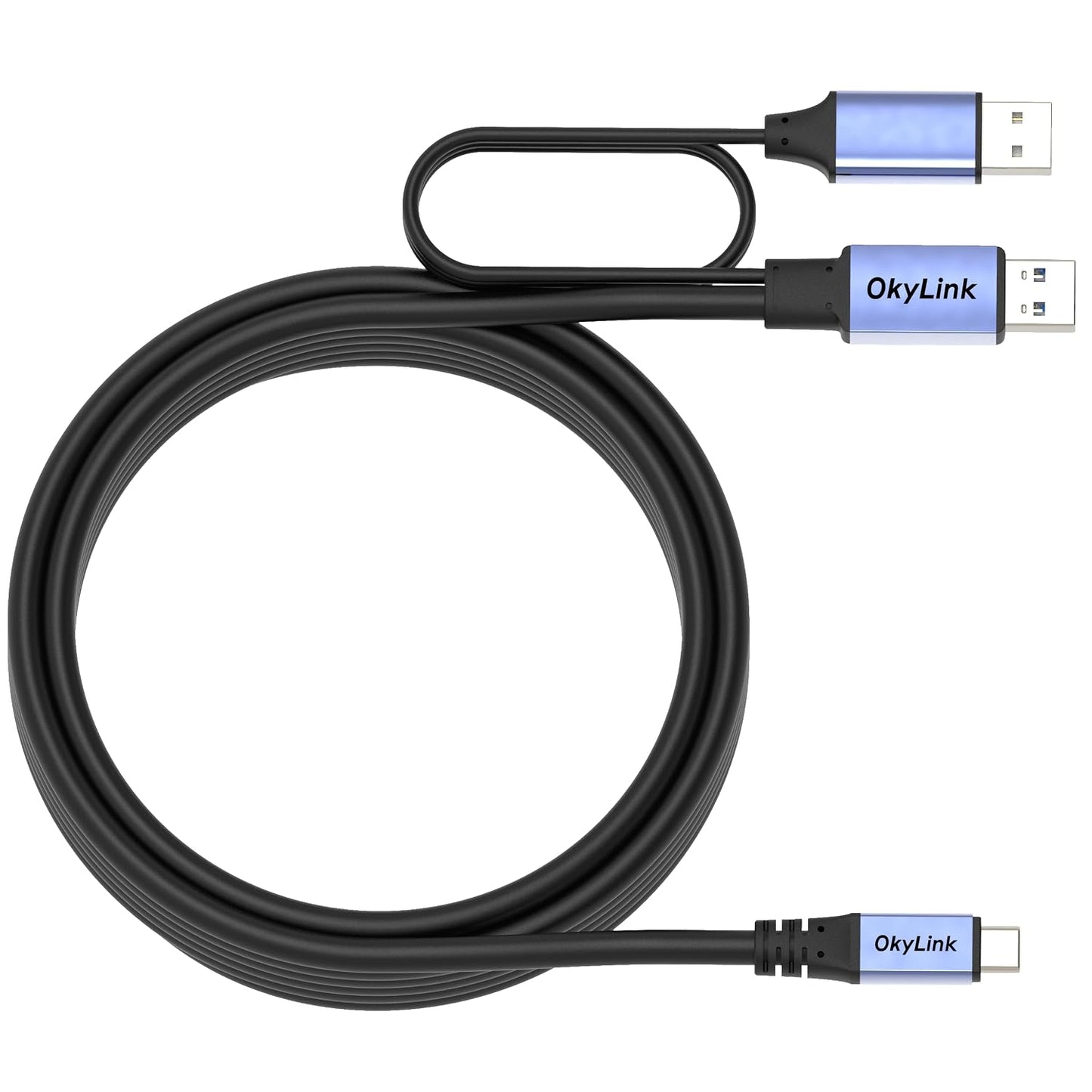 3.0/3.2 Gen1 15ft/5M 5Gbps, OkyLink Active USB A to C Data Cable High-Speed Signal Booster, Optional Power