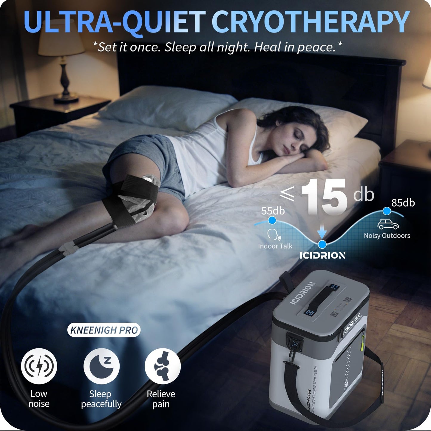 Ice Machine for Knee After Surgery, Programmable Cold Therapy Machine w/Temp Disp, 12H Knee Ice Machine Pain Relief, 12QT/Ultra-Quiet,Cryotherapy for Knee Replacement Shoulder Hip