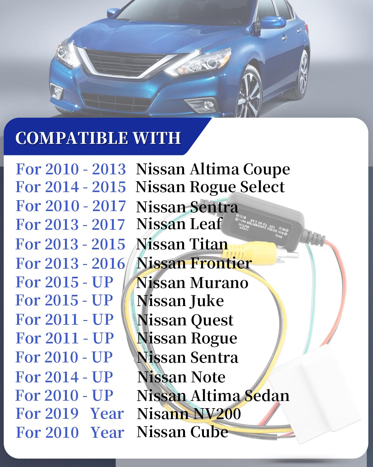 JUNMUL UX-NI006 12v 6v Backup Camera Retention Wire Harness Compatible with Nissan Frontier Altima Murano Rogue Titan