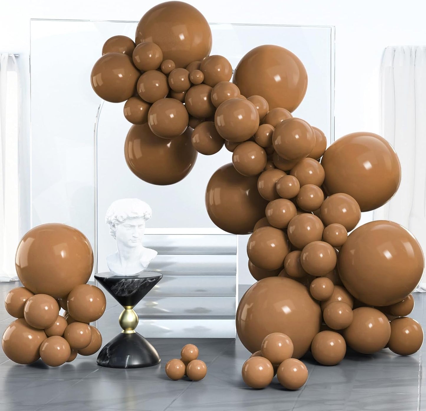 PartyWoo Brown Balloons - 100 Pcs Boho Neutral Coffee Balloon Arch Kit | 18", 12", 10", 5" Sizes for Weddings & Parties