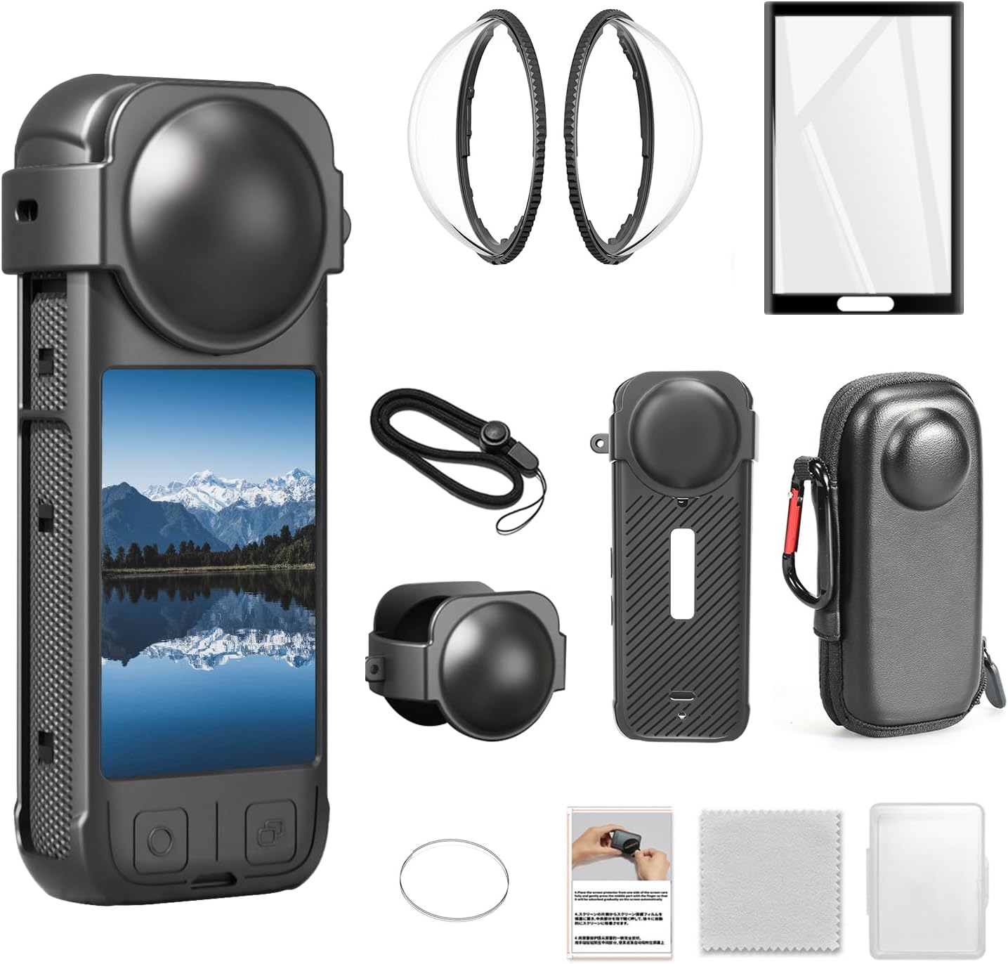 Vasgather 360 X4No X4 Camera Accessory Kit for Insta Fit for AIR- Lens Guards, Silicone Case, Camera Case,Screen