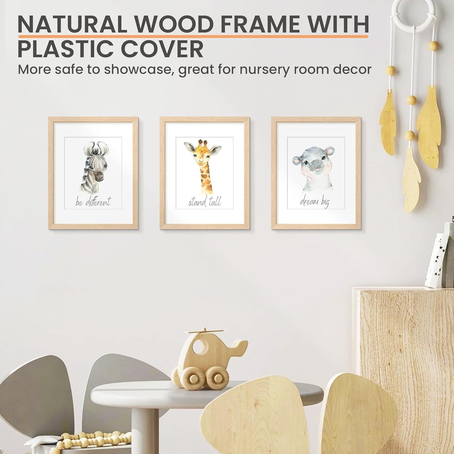 Upsimples 11x14 Picture Frame - Natural Solid Wood Frame for 8x10 or 11x14 Photos | Vertical & Horizontal Display
