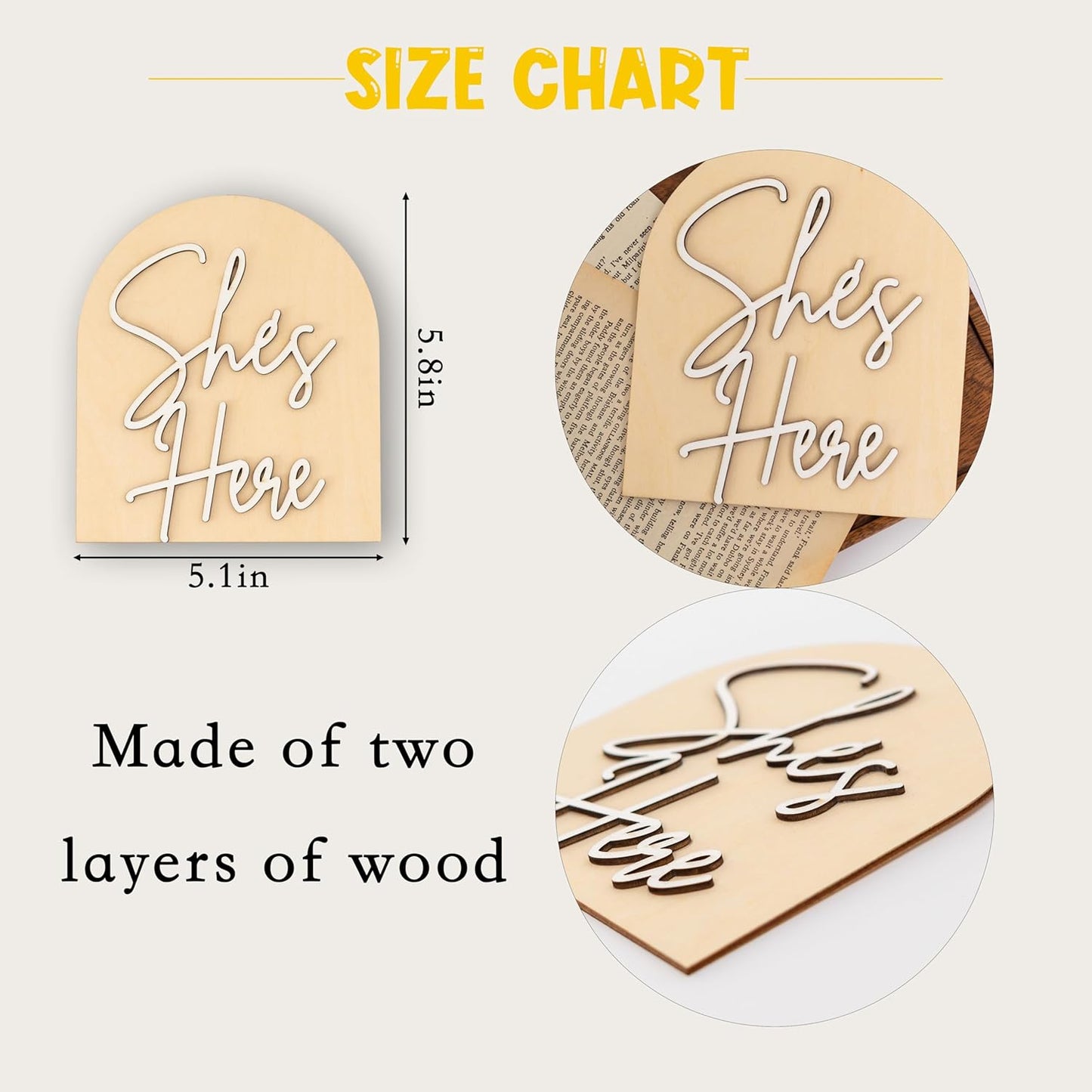 Shes Here Wooden Sign,Gender Reveal Announcement Sign,It's A Girl It's a Boy Photo Prop Surprise,Baby Photo Prop
