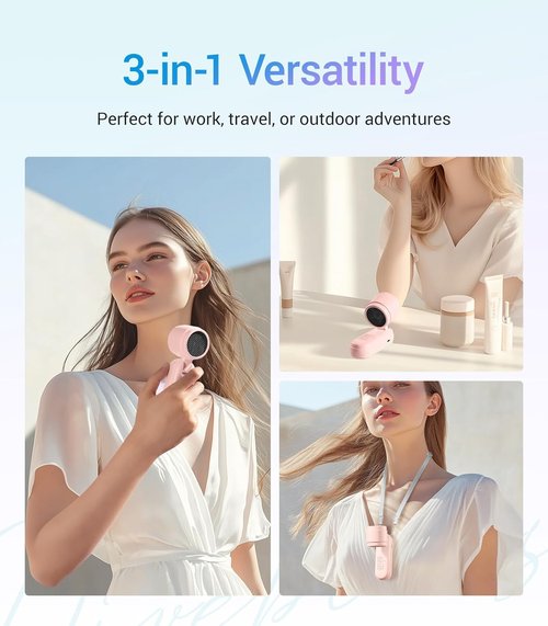 Diveblues Handheld Turbo Fan - USB Rechargeable Portable Pocket Fan for Travel & Outdoor Use | Pink