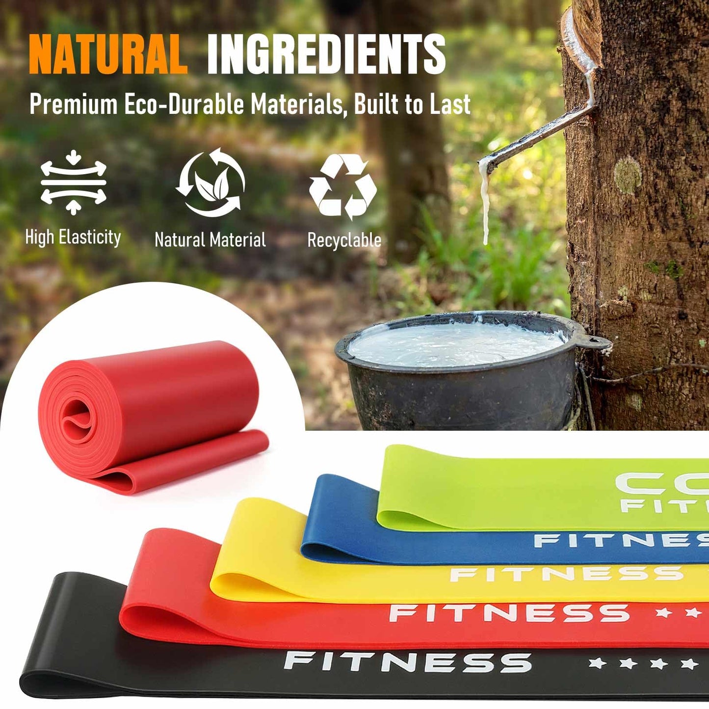 Resistance Bands for Working Out, Exercise Bands Resistance Bands Set with 5 Resistance Levels, Latex Loop Bands for Women Men, Workout Bands for Legs, Glutes, Strength Training, Yoga, Home Gym