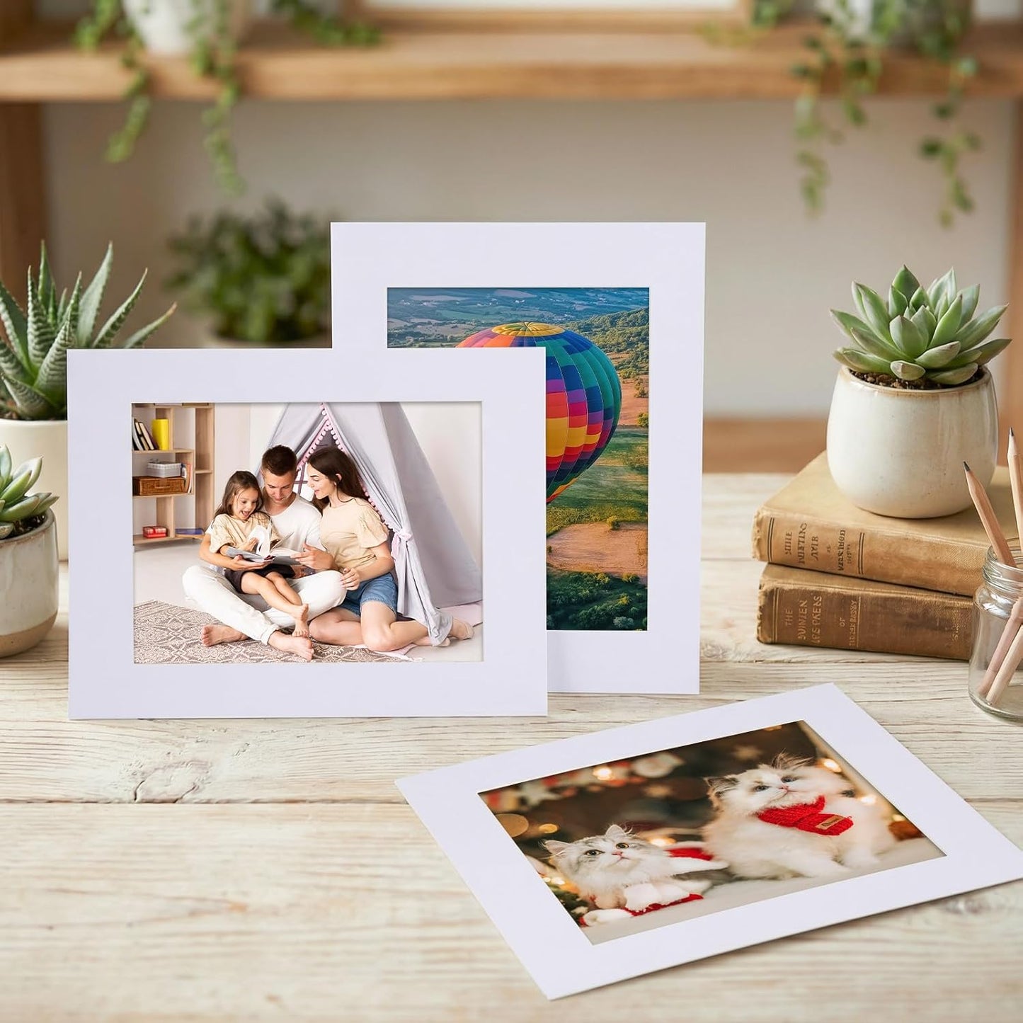 15 Pack 8.5x11 6x8 White Picture Mats, Frame Mattes for Pictures Photo Frame Mat Core Bevel Cut Mat Board Show Kit