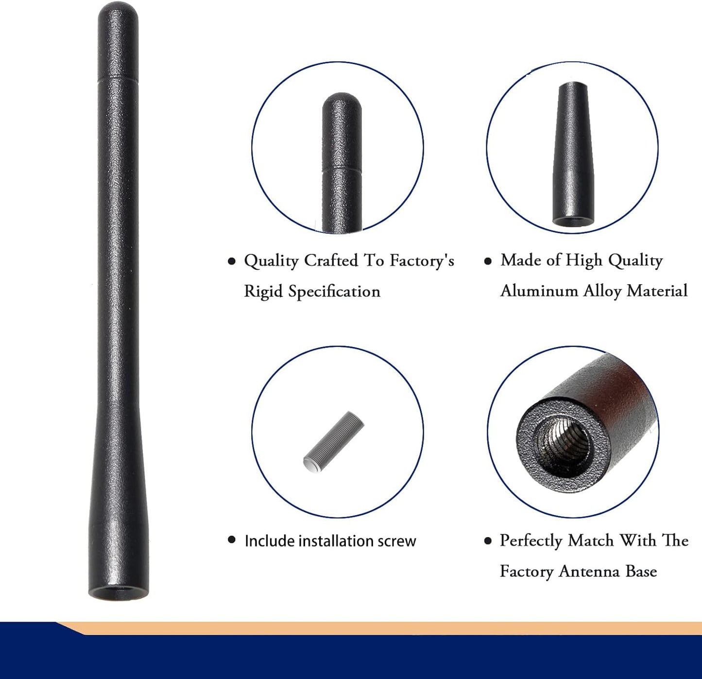 Anina 4.7" 2006-2022 Car Radio Antenna Mast Compatible with GMC Sierra Chevy Silverado Cobalt Aluminum Alloy Car