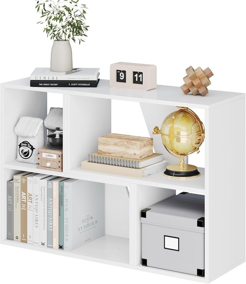 MapleGrace 6-Cube Storage Organizer - Stackable Wooden Bookcase with Back Panels | White Finish for Living Room, Bedroom, and Hallway