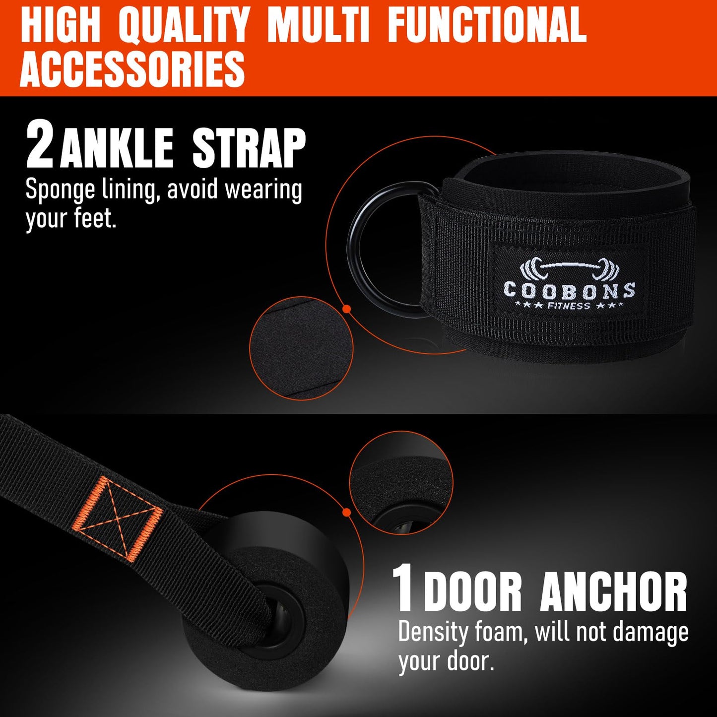 Resistance Bands with Handles, 375lb Exercise Bands for Working Out, Fitness Bands, Workout Bands with Door Anchor and Ankle Straps, Physical Therapy, Yoga, Strength Training Home Gym Equipment