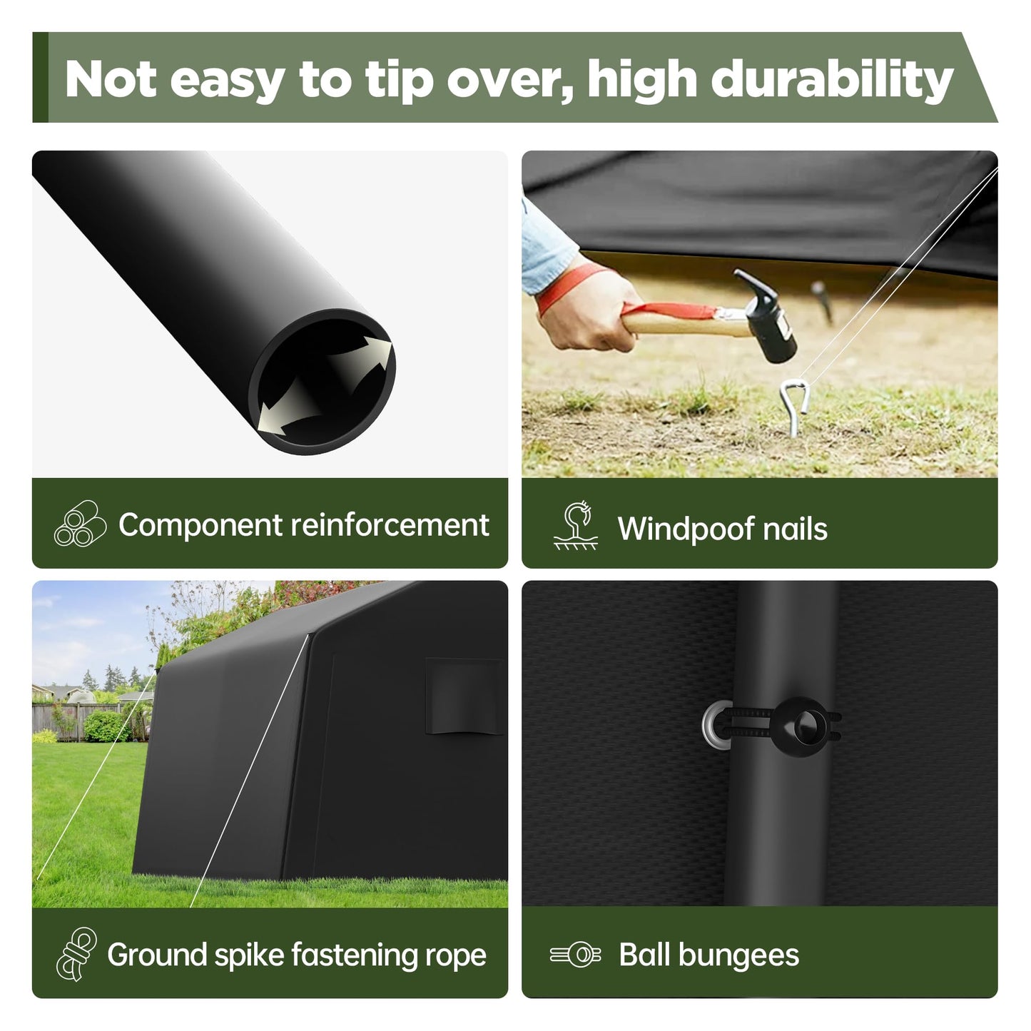 8 x 14 Portable Carport Storage Shed, Heavy-Duty Outdoor Shelter with Slide-Up Zippered Door, Canopy for Cars, ATVs, Bicycles, and Yard Tools, Weather-Resistant and Easy-to-Assemble