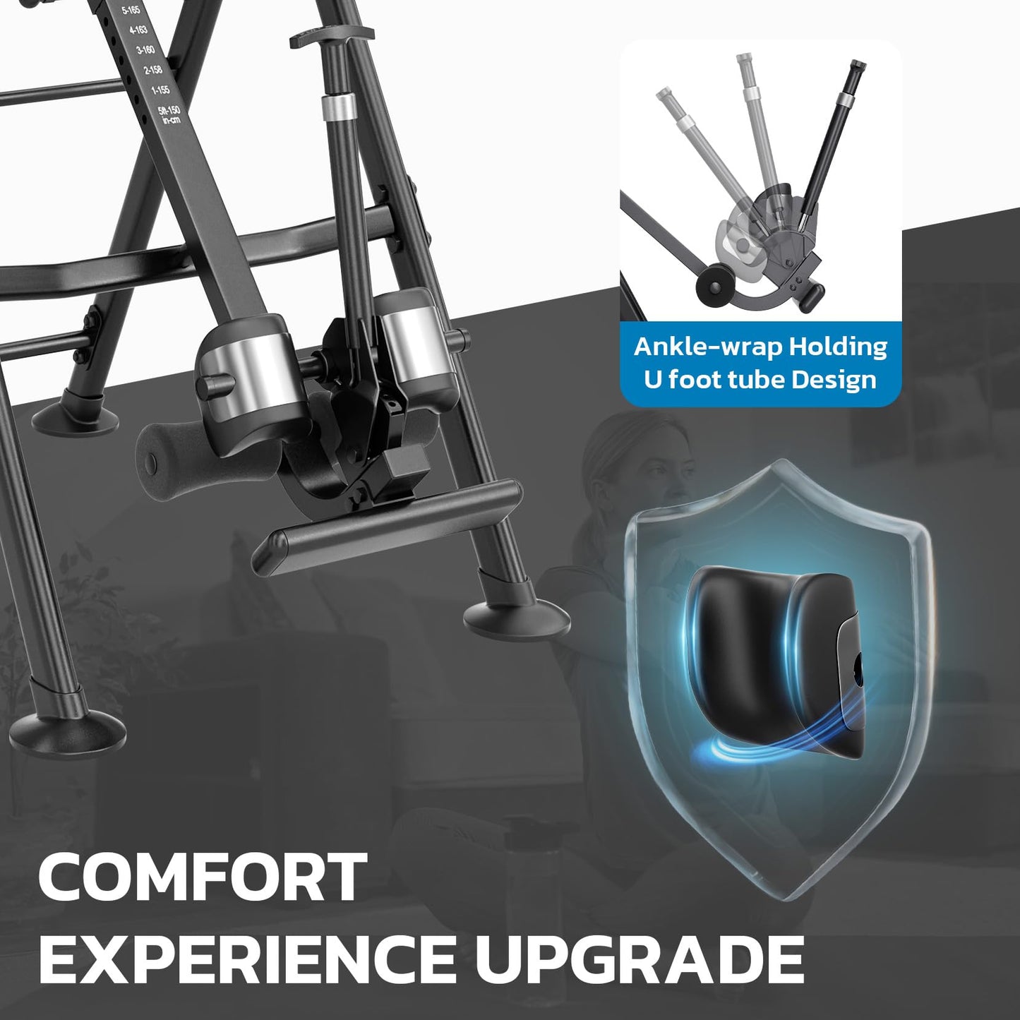 YOLEO Gravity Inversion Table for Back Pain Relief 2026 New Inversion Table w/Lumbar Support Easy to Assemble Back Stretcher Machine 300 lbs (Grayish Blue)