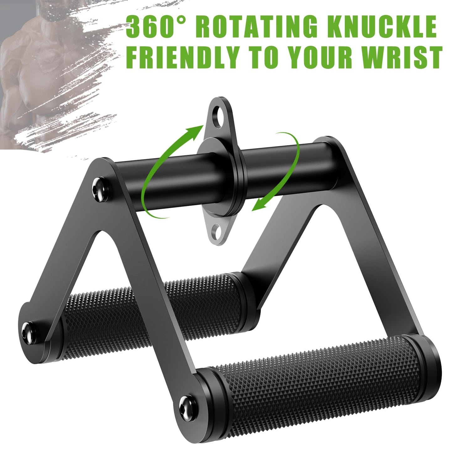 Double D Row Handle LAT Pulldown Attachments, 1.3 Inch Diameter Big Comfort Rubber Grip V Bar Attachmentt for Cable Machine Home Gym Accessory (Black Double D)