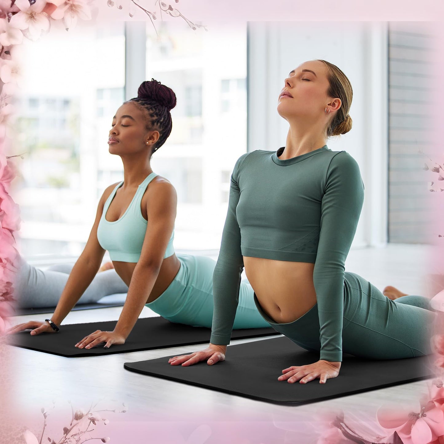 Timgle 6 Pcs 10mm Thick Yoga Mat Bulk 68 x 24 Inches Anti-slip Tear-resistant Exercise Mat Adult Gym Mats for Fitness, Stretching, Workout and Studio, Outdoor Yoga, Pilates(Black)