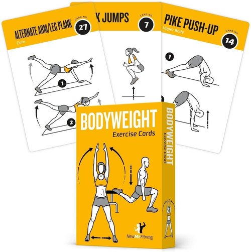 NewMe Fitness Bodyweight Workout Cards - Instructional Fitness Deck for Home & Gym Training (Vol 1)