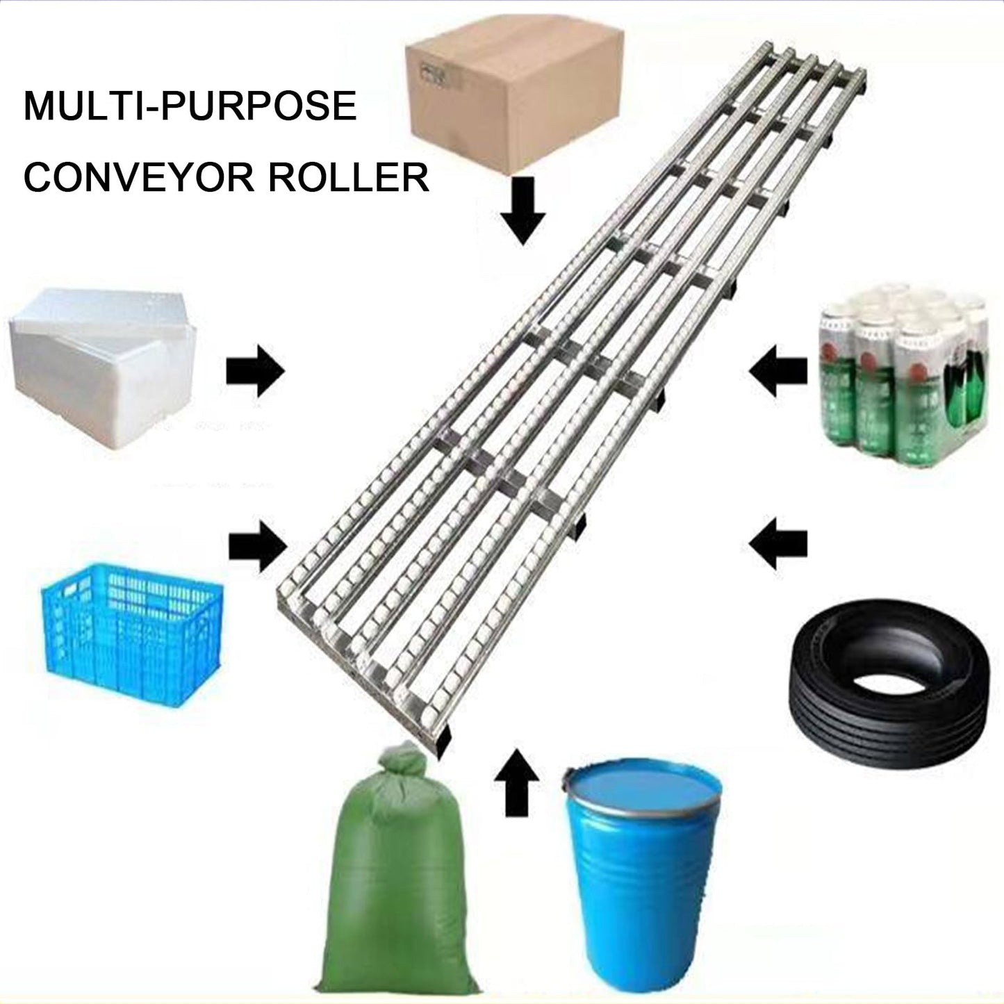 ZXHKZDX Splicable Stainless Steel Gravity Conveyor with Plastic Roller, Portable Unpowered Conveyor Roller Stands, Splicable Conveyor Lines for Woodworking(50X100CM)
