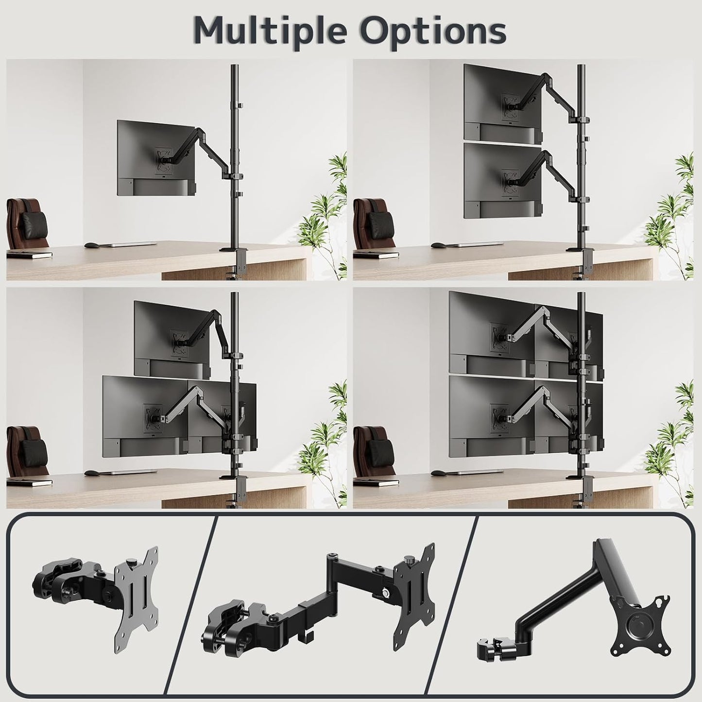 WORLDLIFT 2-Section 31.6 inches Grommet Steel Extra Tall Monitor Stand Pole - Sturdy Center Pole Only for Monitor Arm