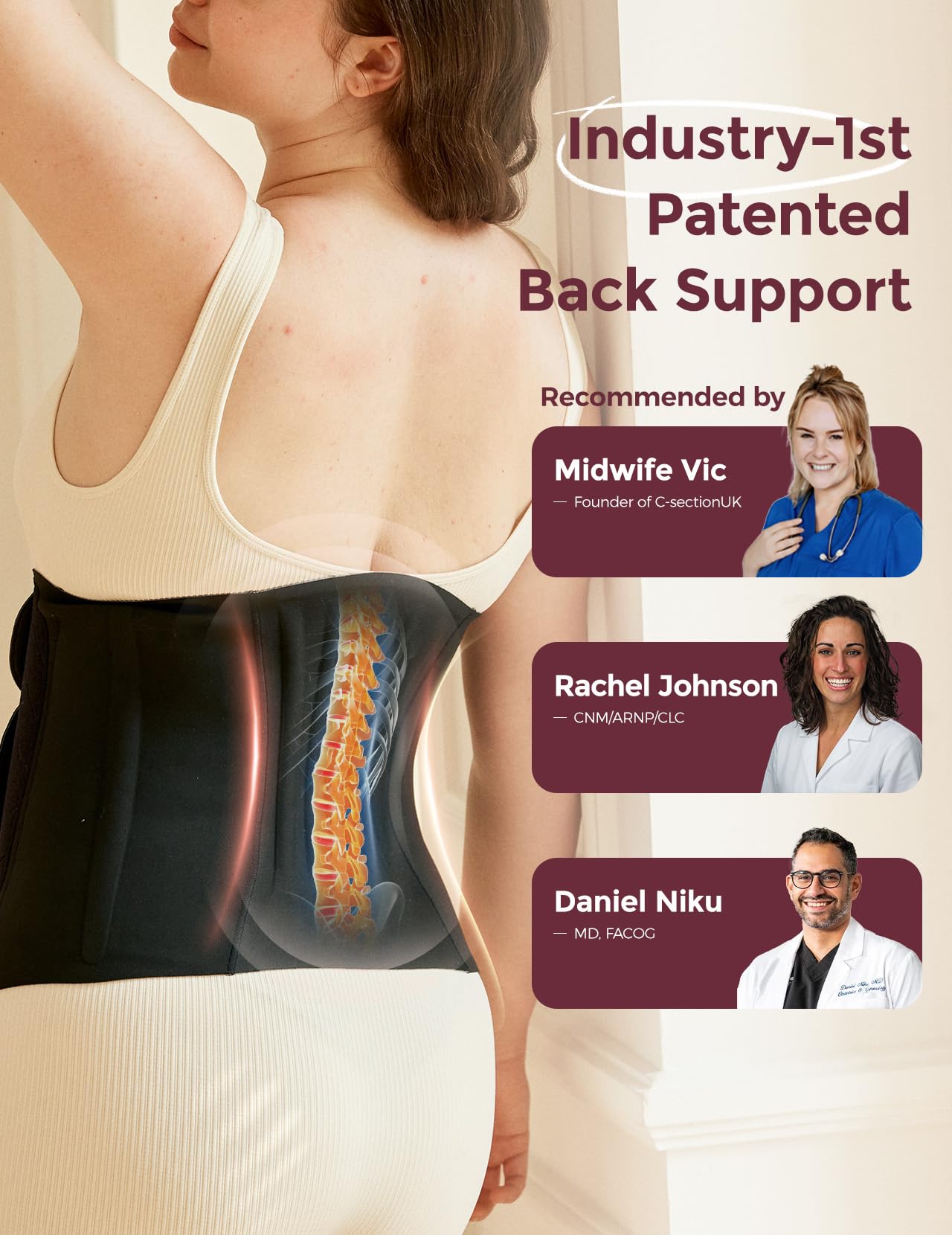 Momcozy Ergowrap Postpartum Belly Band for C-Section Recovery and Vaginal Birth, Abdominal Binder with 3D Lifting & Ergonomic Back Support, Seamless Belly Wrap Shapewear for Post Surgery Recovery