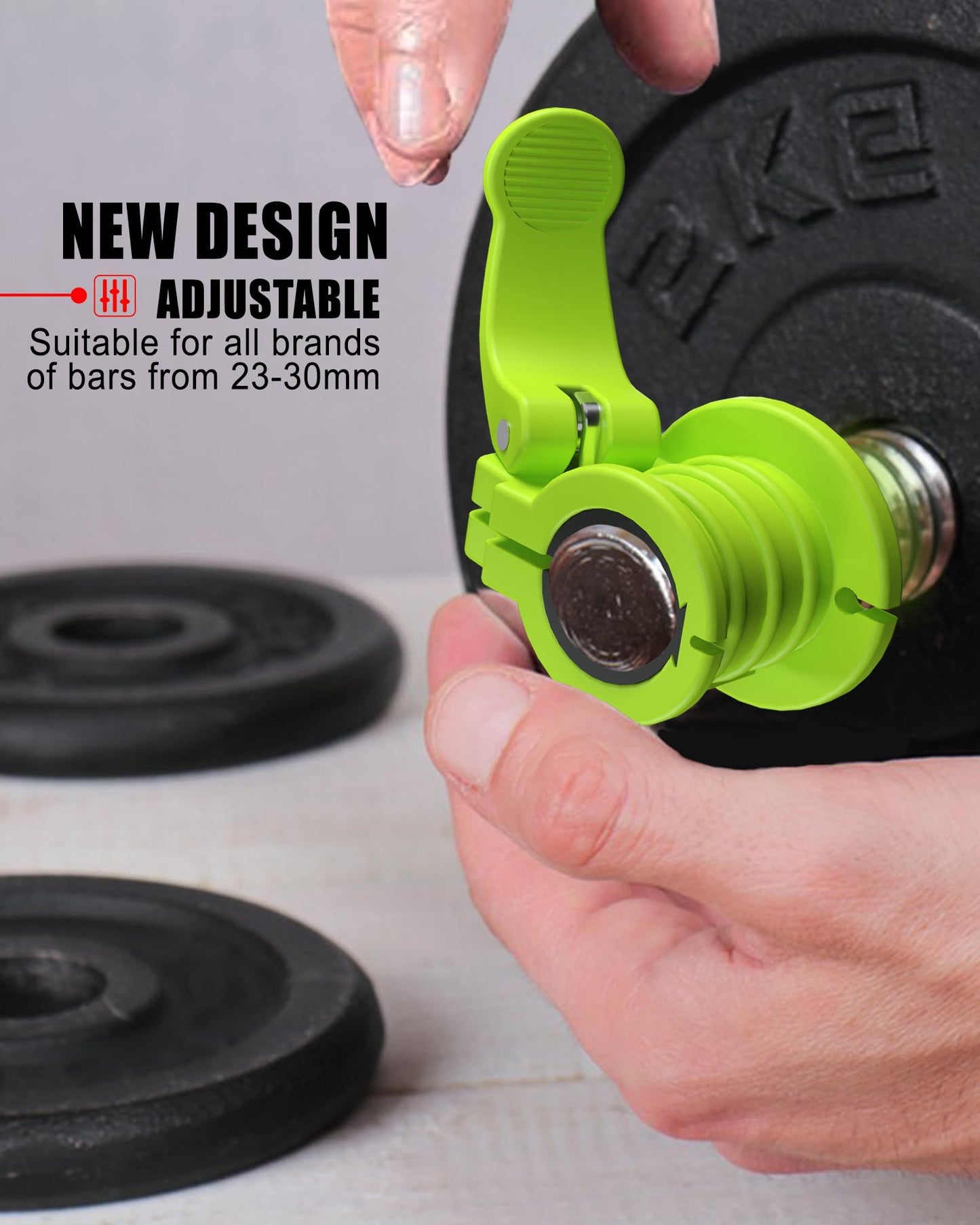 ZY-HUAN Pro Barbell Clips 1 inch Barbell Clamps 0.9-1.18inch Quick Release Weight Clips for Bars Multi-Size Adjustable Olympic Barbell Clamps (Green)