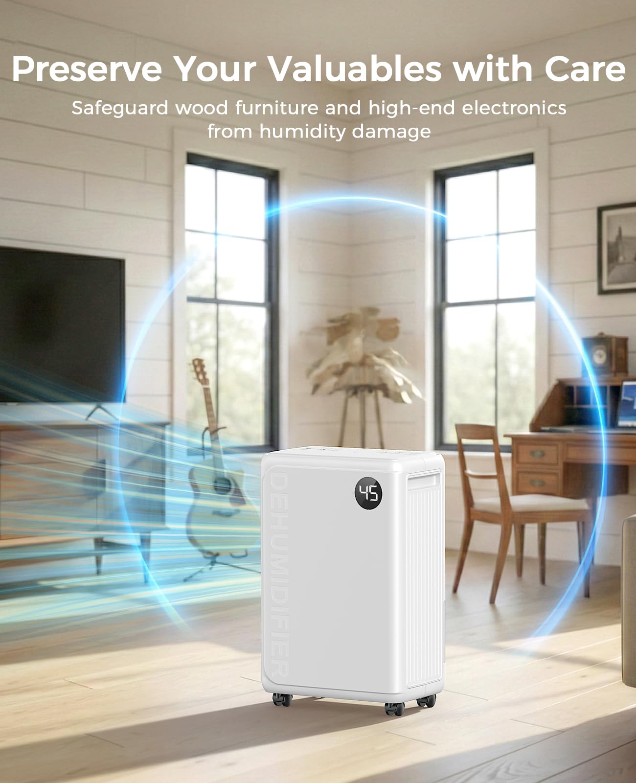 PLUSCENT 32 Pint Dehumidifier for Basement, 2500 sq.ft Dehumidifiers for Home with Drain Hose, 3 Modes, Auto Defrost, 24H Timer, Quiet Smart Humidity Control for Large Room, Bedroom, Bathroom, RV