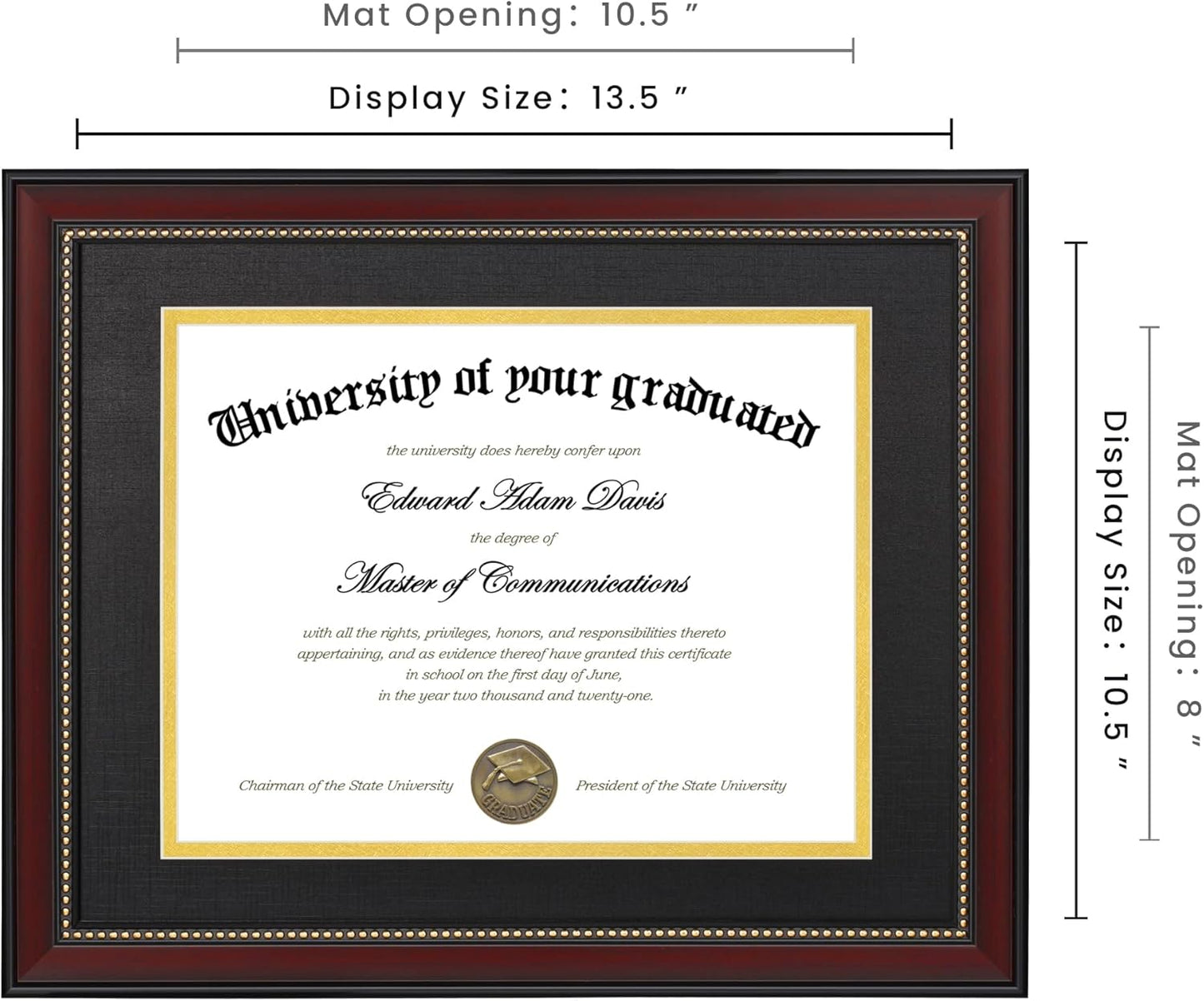 Upsimples 8x10 Picture Frame Set - 5 Black Frames & 11x14 Mahogany Diploma Frame Bundle