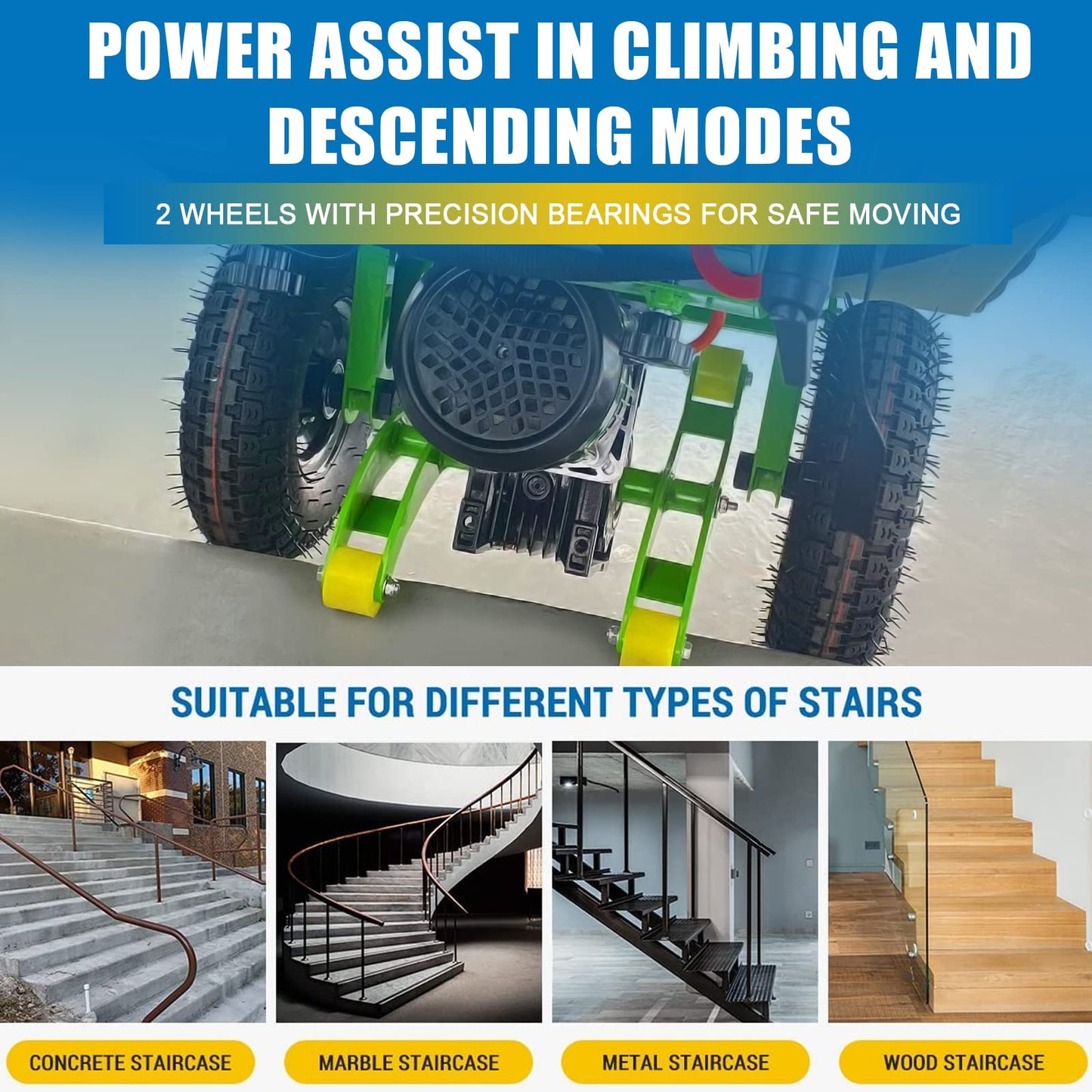 RXFSP 880lb Electric Stair Climbing Hand Trucks Also Suitable for Curved Stairs, Heavy Duty Stair Climbing Dolly Up and Down Stairs Effortless