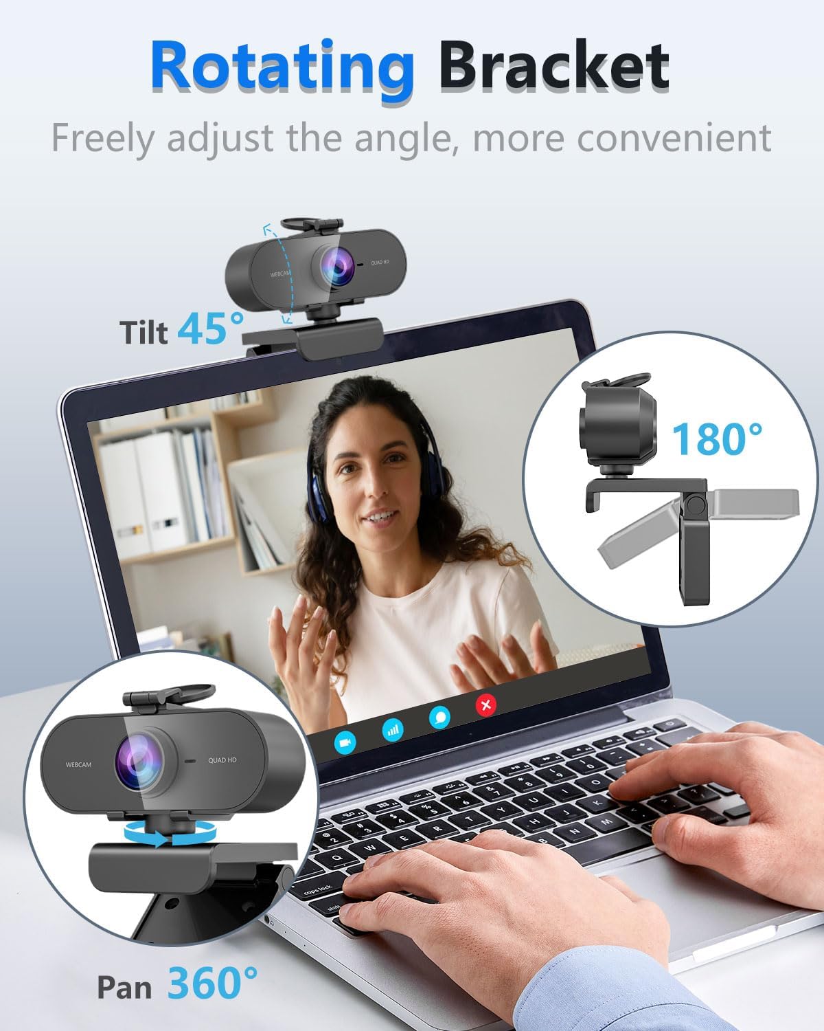 FWV 2K Webcam for PC Mac Laptop with Microphone,Full HD Web Cam for Streaming with Privacy Cover Sliders,USB C Web