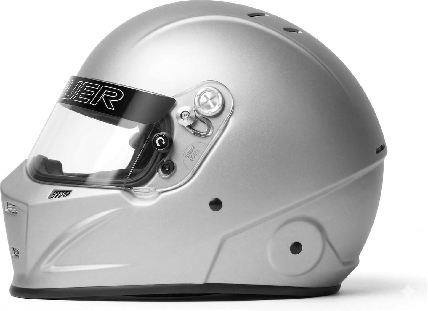 Conquer Snell SA2025 Approved Full Face Auto Racing Race Car Helmet - Adult | Men | Women | - Black / White / Silver (Silver, XL)