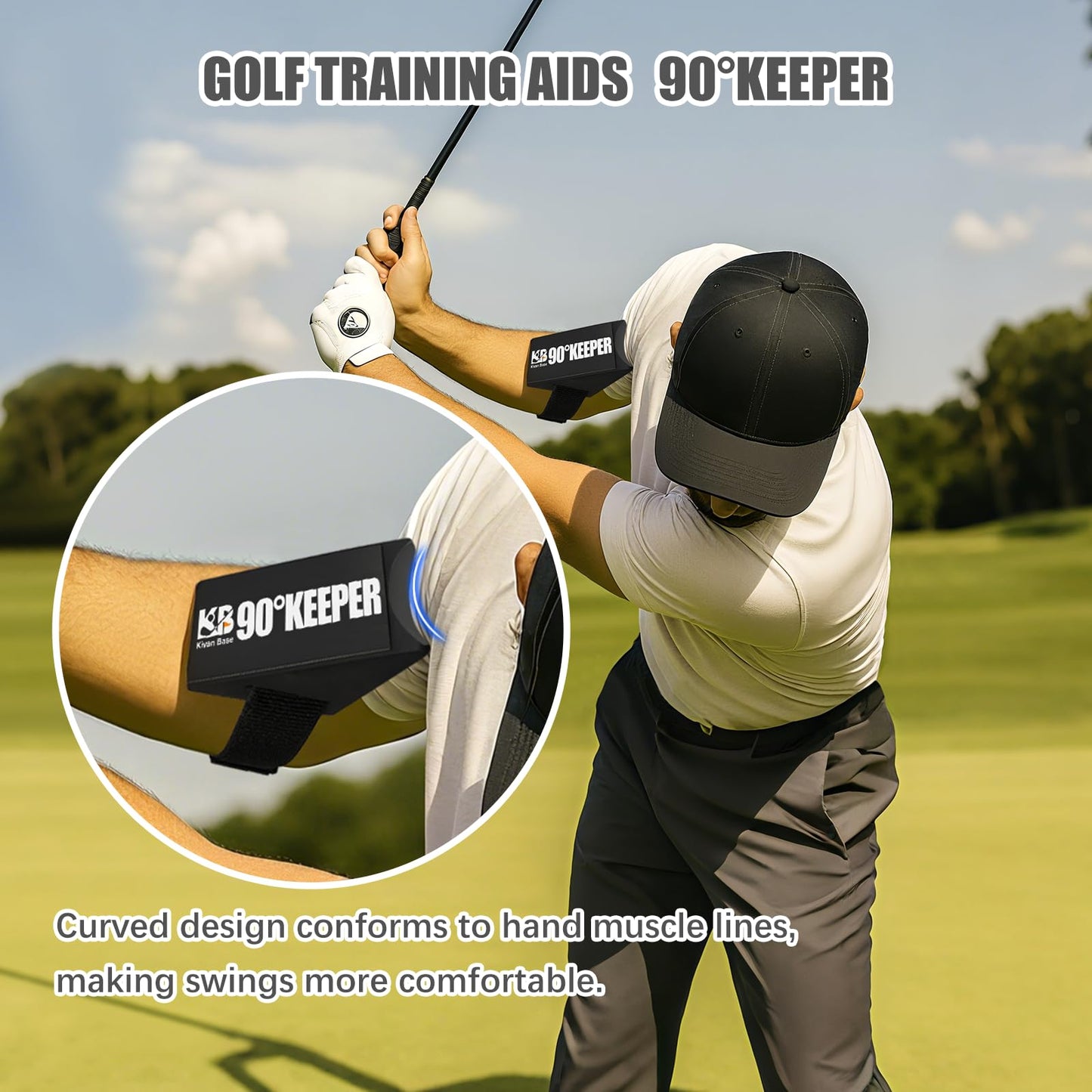 Kivan Base Golf Swing Trainer Aid, 90°Keeper Golf Posture Correction Training Aid, Professional Swing Accuracy Improvement Tool for Preventing Over Swinging