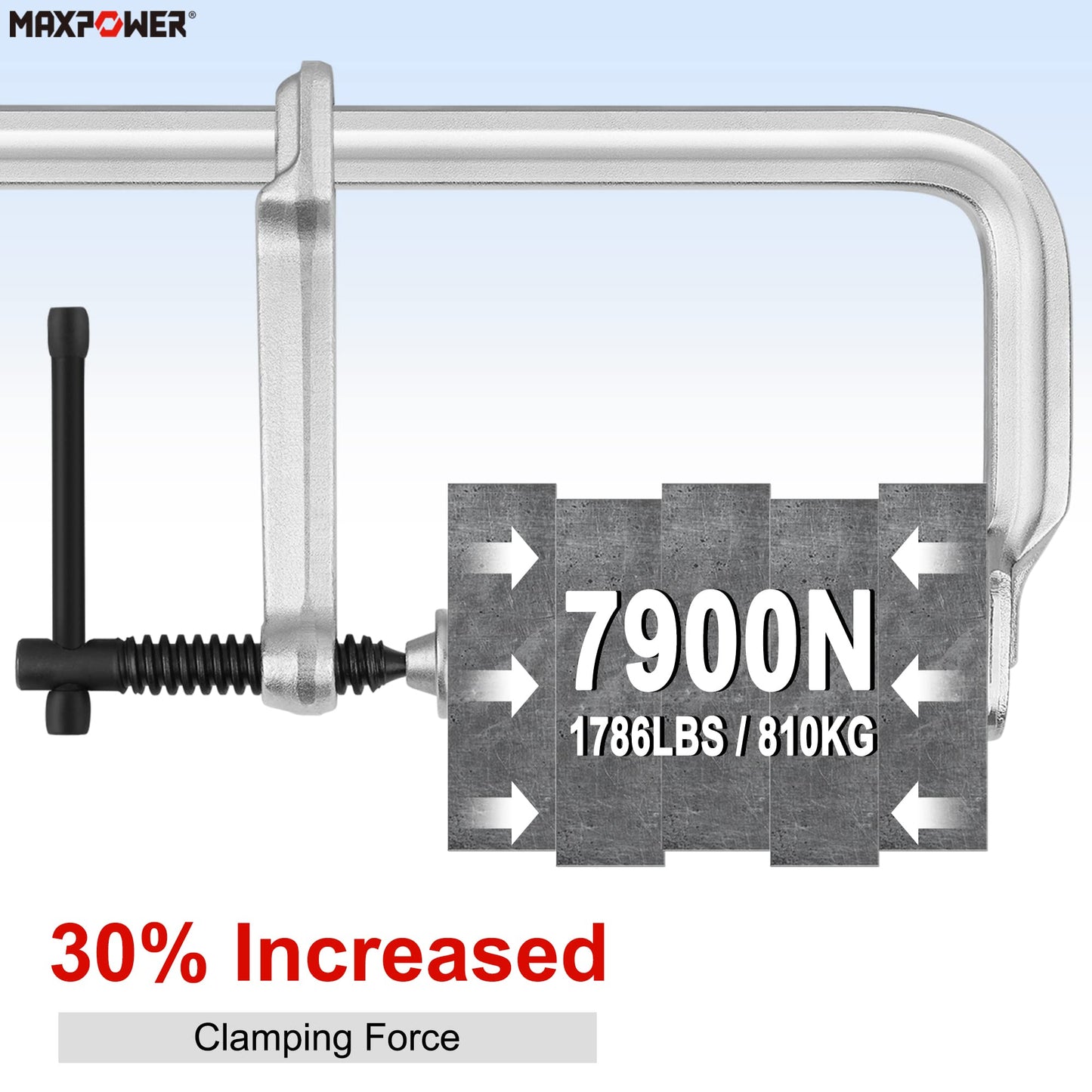 MAXPOWER Deep Throat F Clamp 15-5/8" x 5-5/8" (400 x 140 mm), Heavy Duty Bar Clamp for Welding, Pack of 4