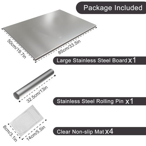 MEILANHUI Large Stainless Steel Cutting Board, 33.5"x19.7" Kitchen Board with lip for Meat Prep, Vegetables, Baking Non-Slip & Easy-to-Clean over the Sink Cutting Board for Kitchen